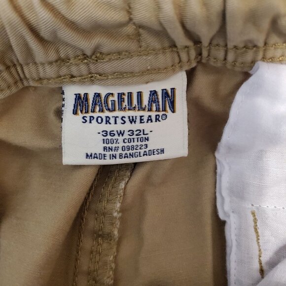 Magellan 36x32 * actual 34x30 Tan cargo pants 100% cotton Elastic waist Outdoor - Picture 3 of 9